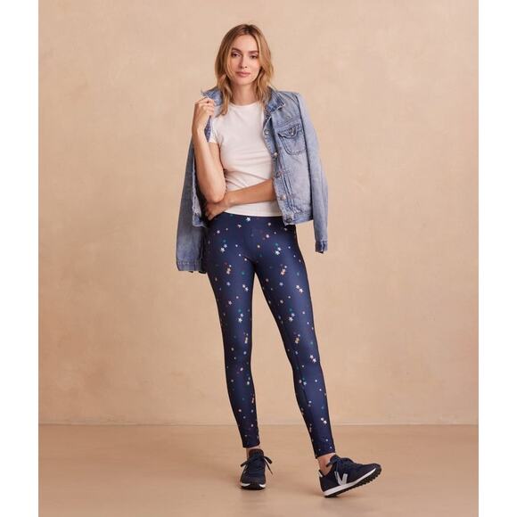 Summersalt Do It All High Rise 7/8 Leggings Deep Sea Blue Scatter Star Print 10 - Picture 5 of 11